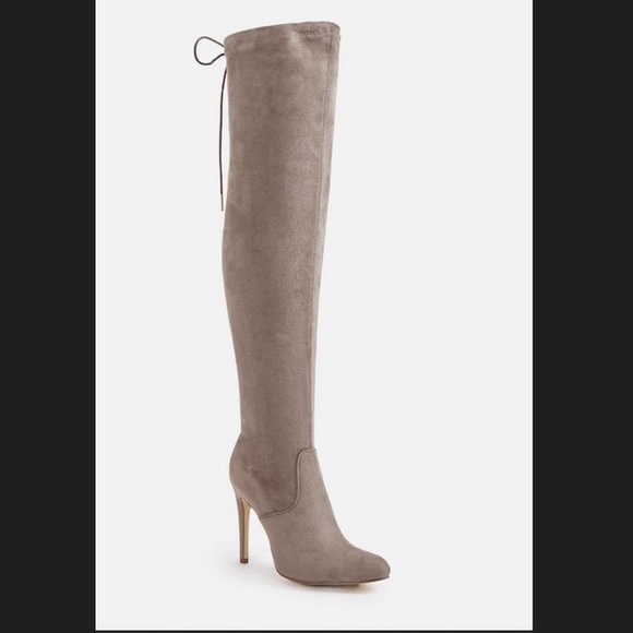 Saint Luisa Black Stretch Suede Above The Knee Boots  Suede Stiletto Over-the-knee boots!
